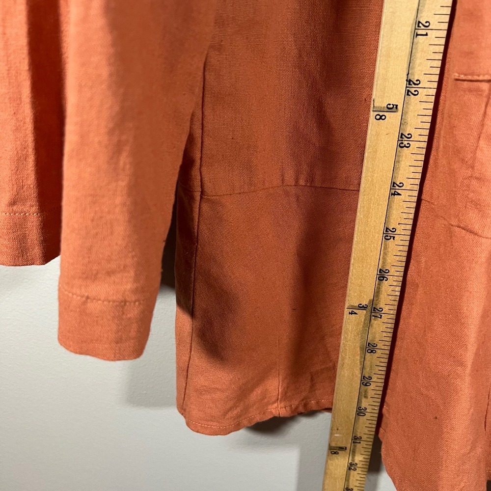 Simply Noelle L/XL Burnt Orange Linen Button Tunic Pockets Lagenlook Minimalist - Picture 4 of 9
